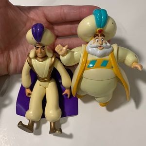 Vintage Disney Aladdin and Sultan action figures